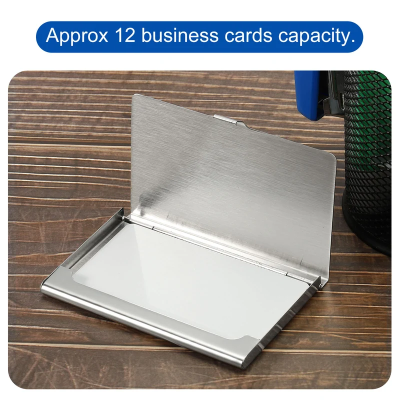 Business Card Holder, Stainless Steel Flip Cover Slim Cards Case
