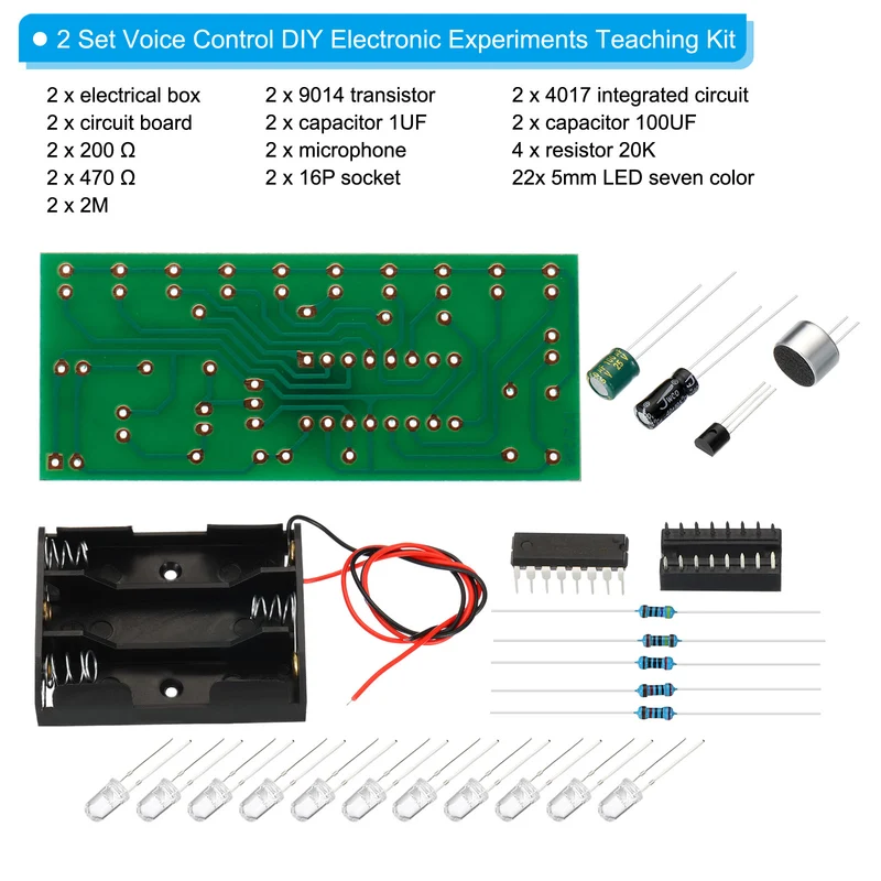 Soldering Practice Board, Electronics Kit Prototype PCB Board DIY Welding Circuit Voice Control LED Light for Competition Experiment, 4~12V