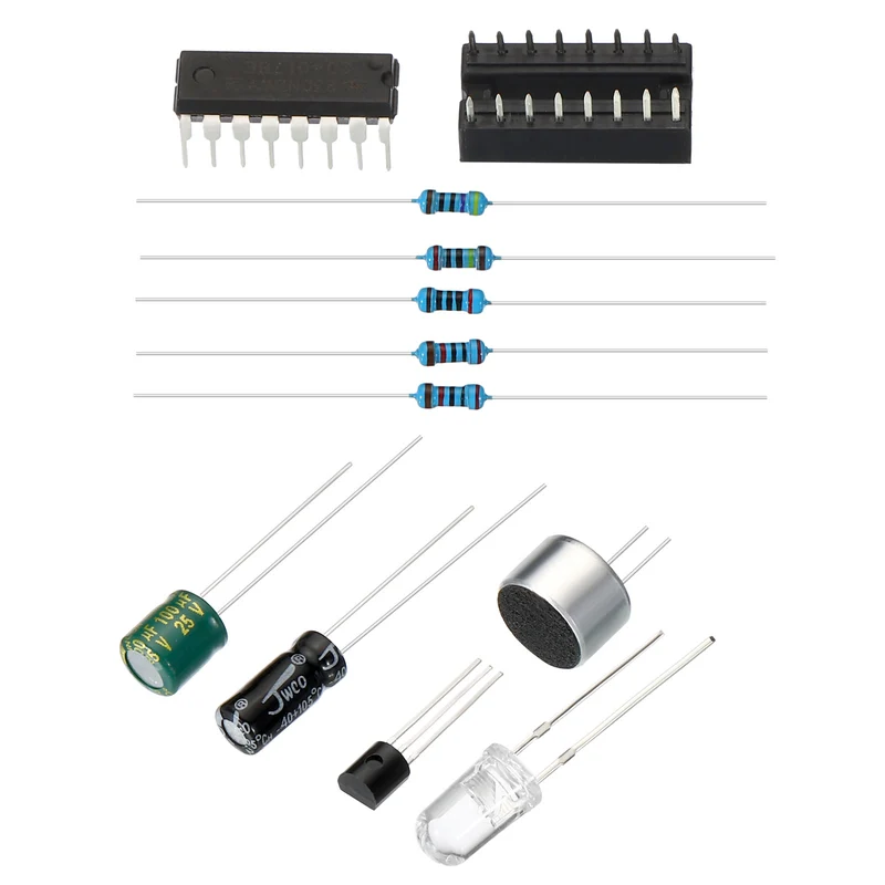 Soldering Practice Board, Electronics Kit Prototype PCB Board DIY Welding Circuit Voice Control LED Light for Competition Experiment, 4~12V