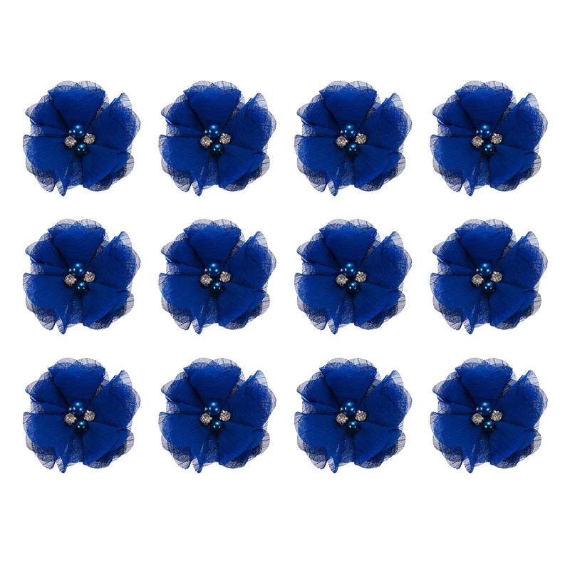 Artificial Rhinestone Chiffon Flower Heads, Faux Flower