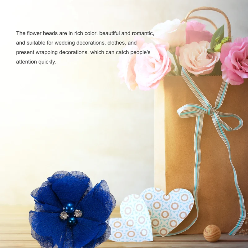 Artificial Rhinestone Chiffon Flower Heads, Faux Flower