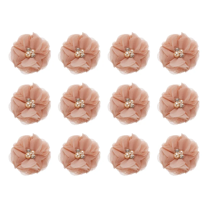 Artificial Rhinestone Chiffon Flower Heads, Faux Flower