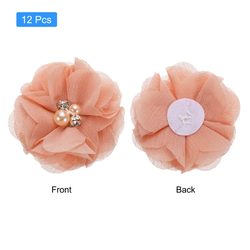 Artificial Rhinestone Chiffon Flower Heads, Faux Flower