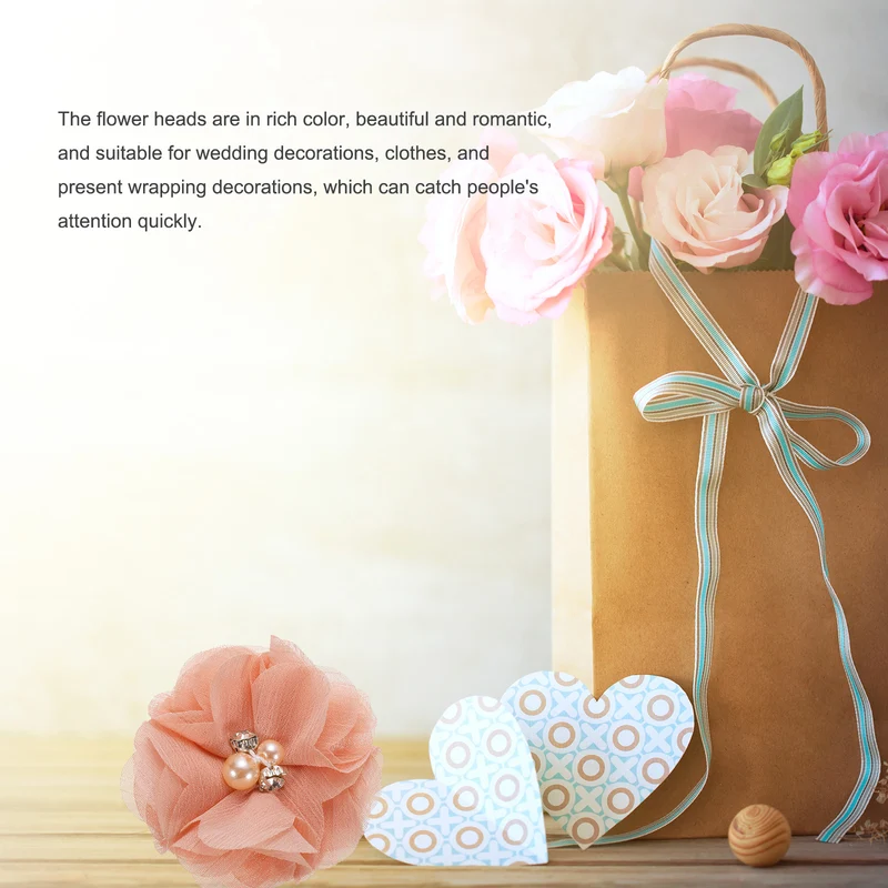 Artificial Rhinestone Chiffon Flower Heads, Faux Flower