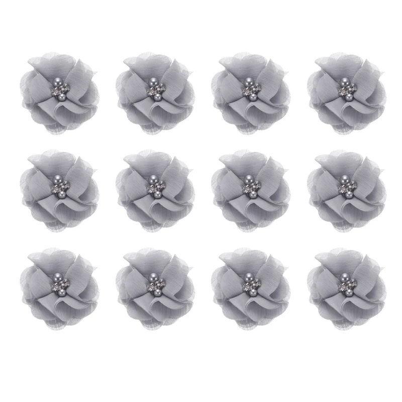 Artificial Rhinestone Chiffon Flower Heads, Faux Flower