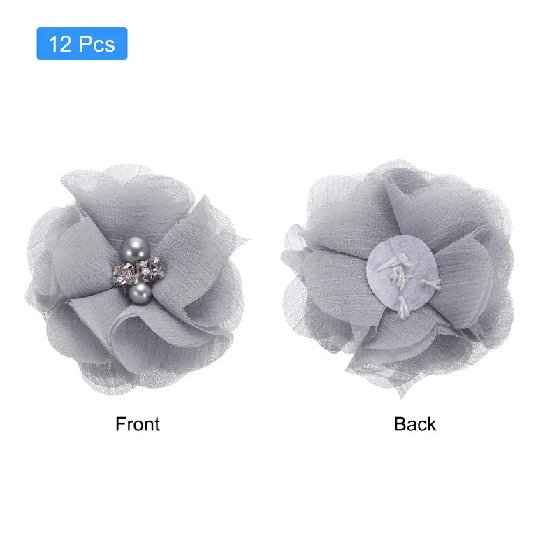 Artificial Rhinestone Chiffon Flower Heads, Faux Flower