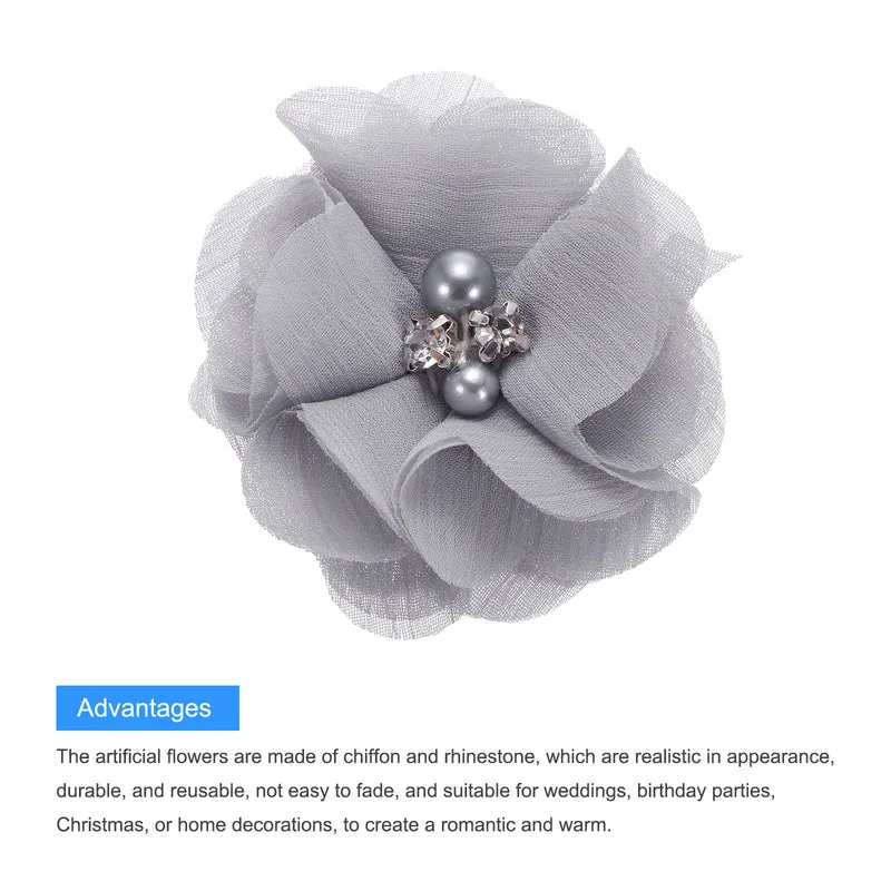 Artificial Rhinestone Chiffon Flower Heads, Faux Flower