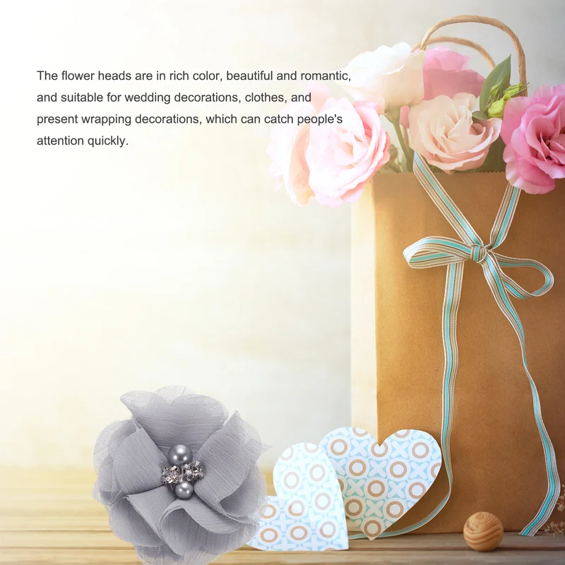 Artificial Rhinestone Chiffon Flower Heads, Faux Flower