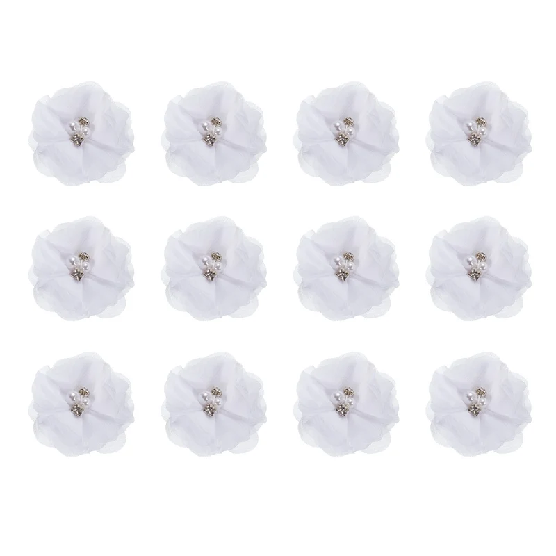 Artificial Rhinestone Chiffon Flower Heads, Faux Flower