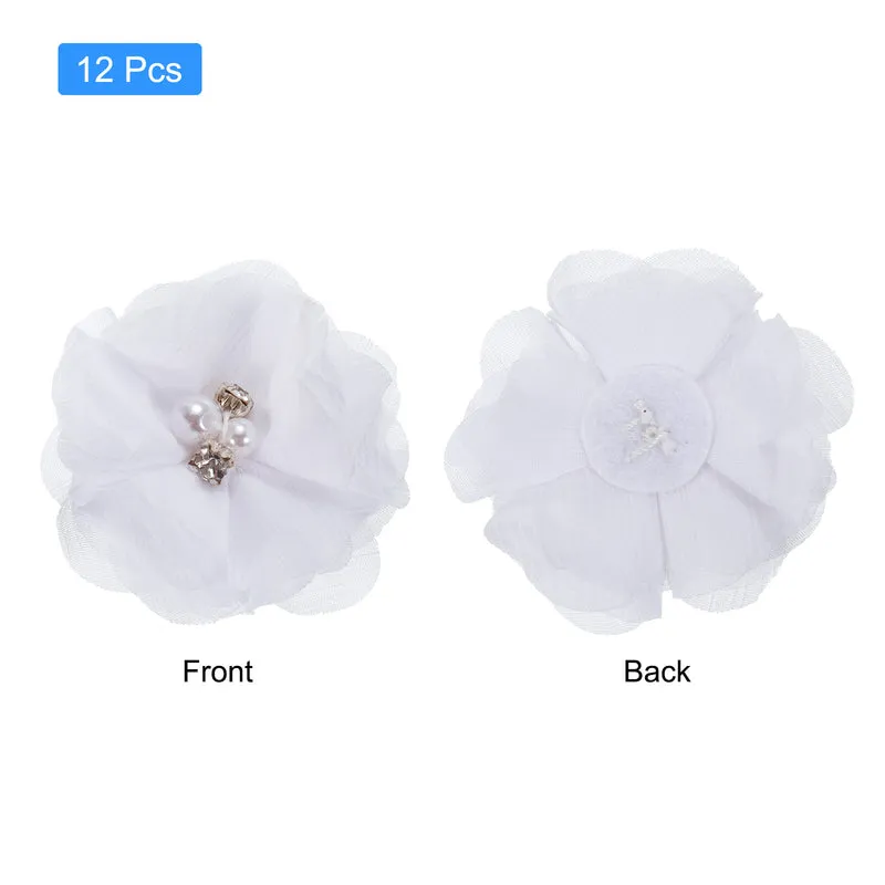 Artificial Rhinestone Chiffon Flower Heads, Faux Flower