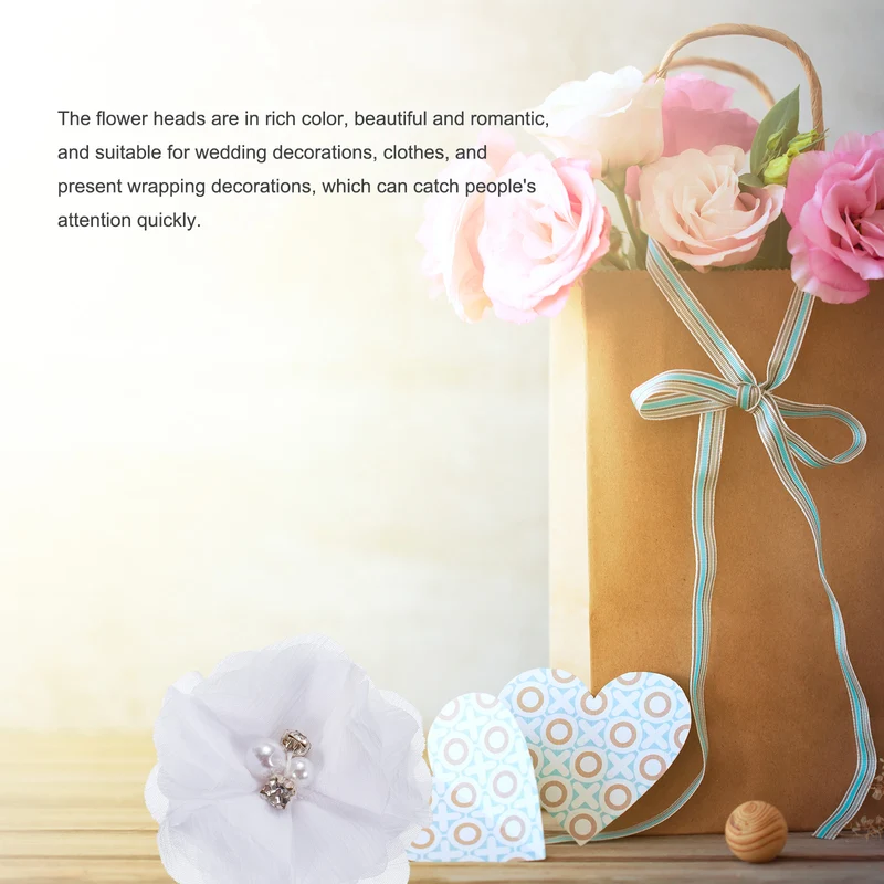 Artificial Rhinestone Chiffon Flower Heads, Faux Flower