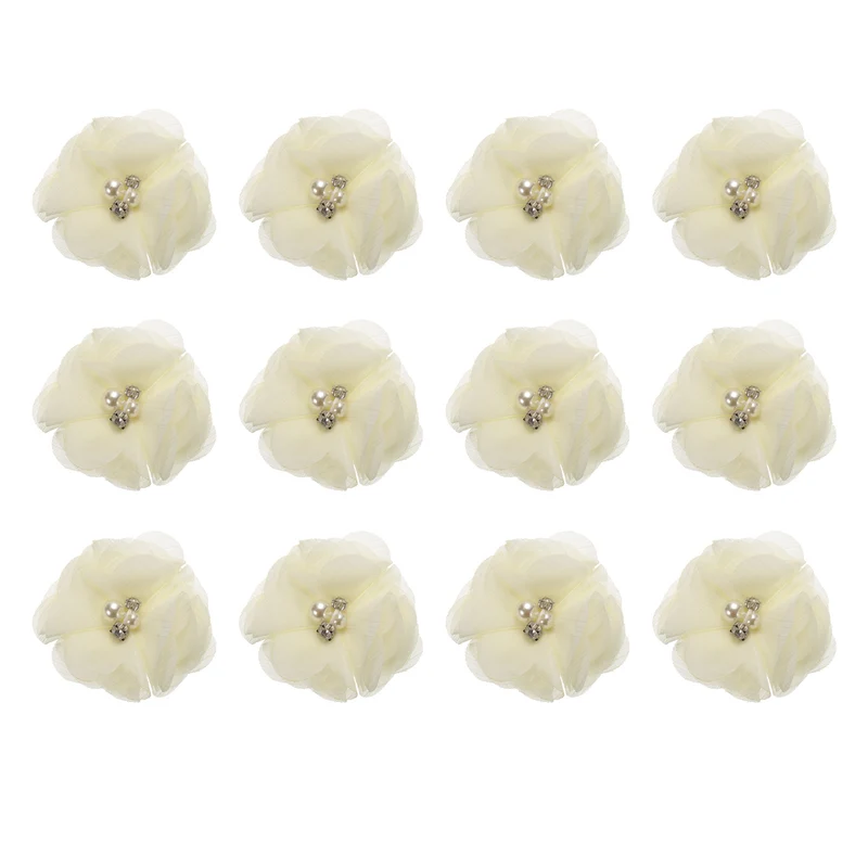 Artificial Rhinestone Chiffon Flower Heads, Faux Flower
