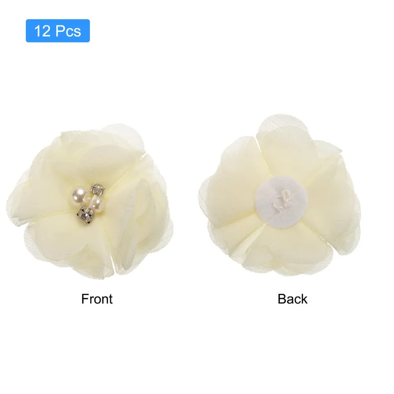 Artificial Rhinestone Chiffon Flower Heads, Faux Flower