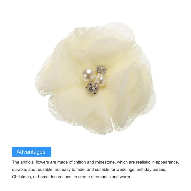 Artificial Rhinestone Chiffon Flower Heads, Faux Flower