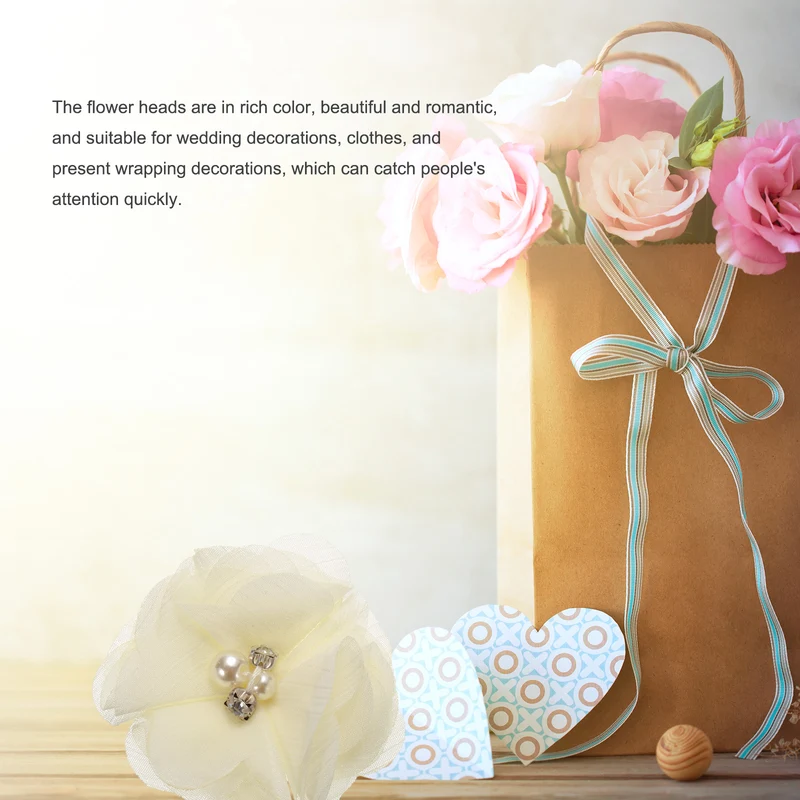 Artificial Rhinestone Chiffon Flower Heads, Faux Flower