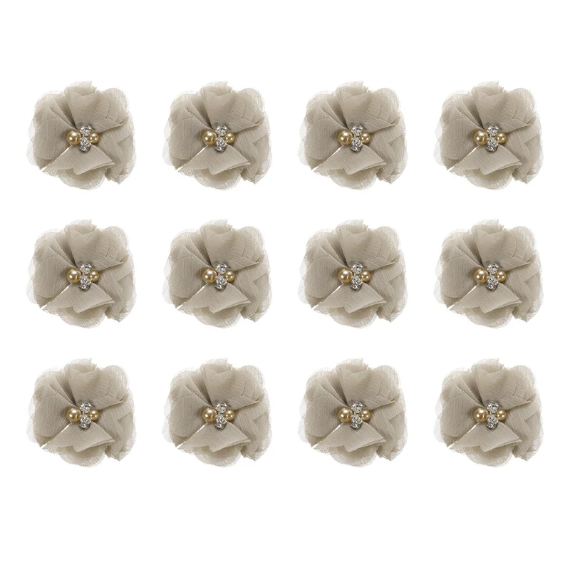 Artificial Rhinestone Chiffon Flower Heads, Faux Flower
