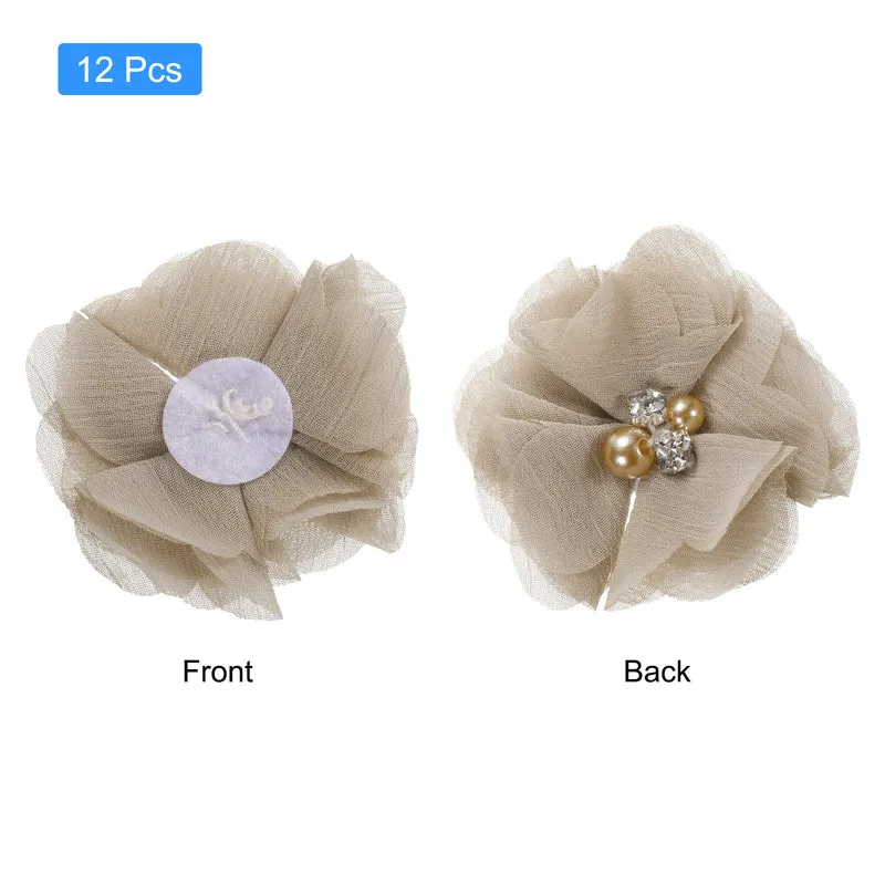 Artificial Rhinestone Chiffon Flower Heads, Faux Flower