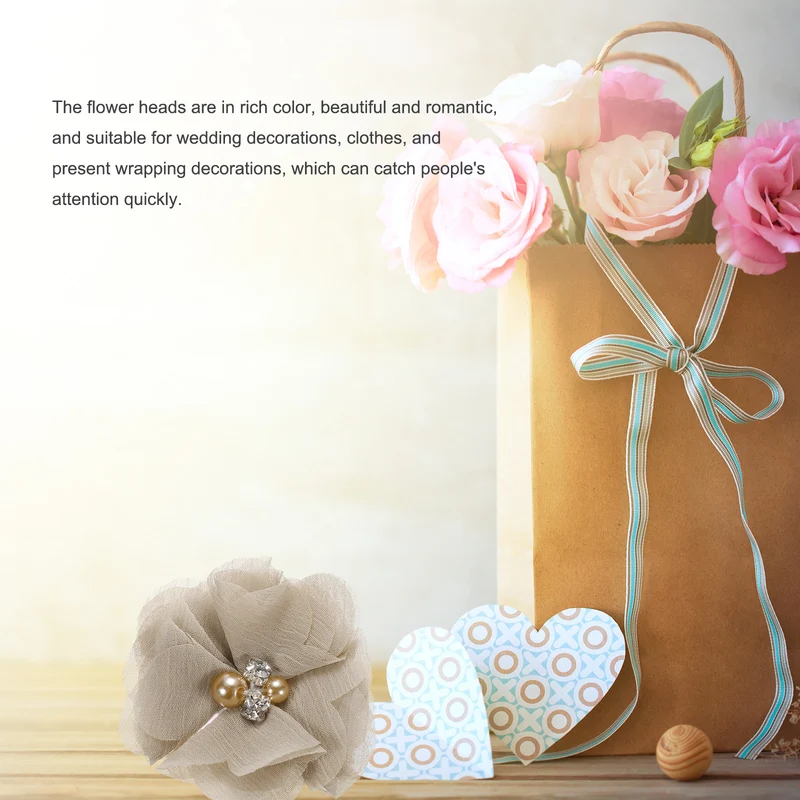 Artificial Rhinestone Chiffon Flower Heads, Faux Flower