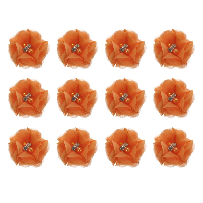 Artificial Rhinestone Chiffon Flower Heads, Faux Flower