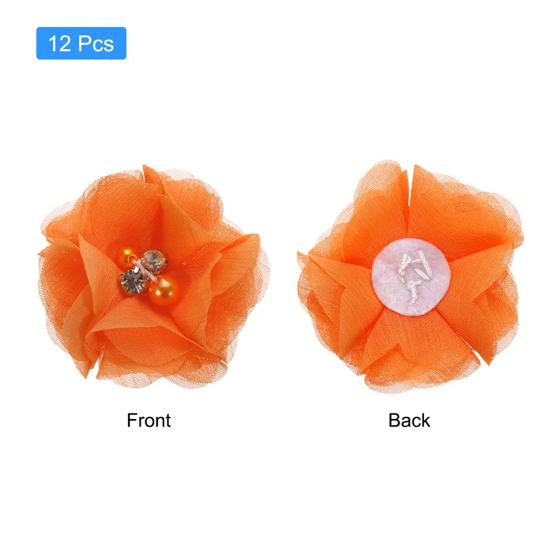 Artificial Rhinestone Chiffon Flower Heads, Faux Flower