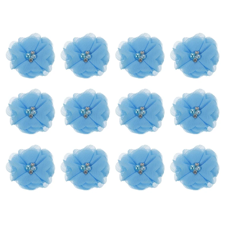 Artificial Rhinestone Chiffon Flower Heads, Faux Flower