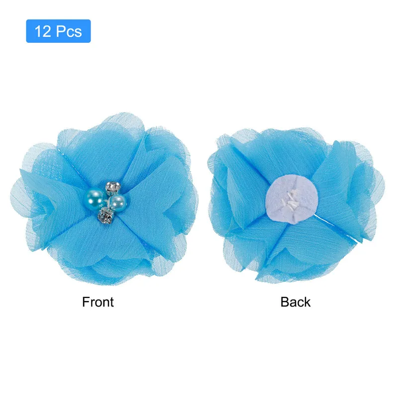 Artificial Rhinestone Chiffon Flower Heads, Faux Flower
