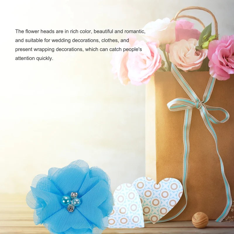 Artificial Rhinestone Chiffon Flower Heads, Faux Flower