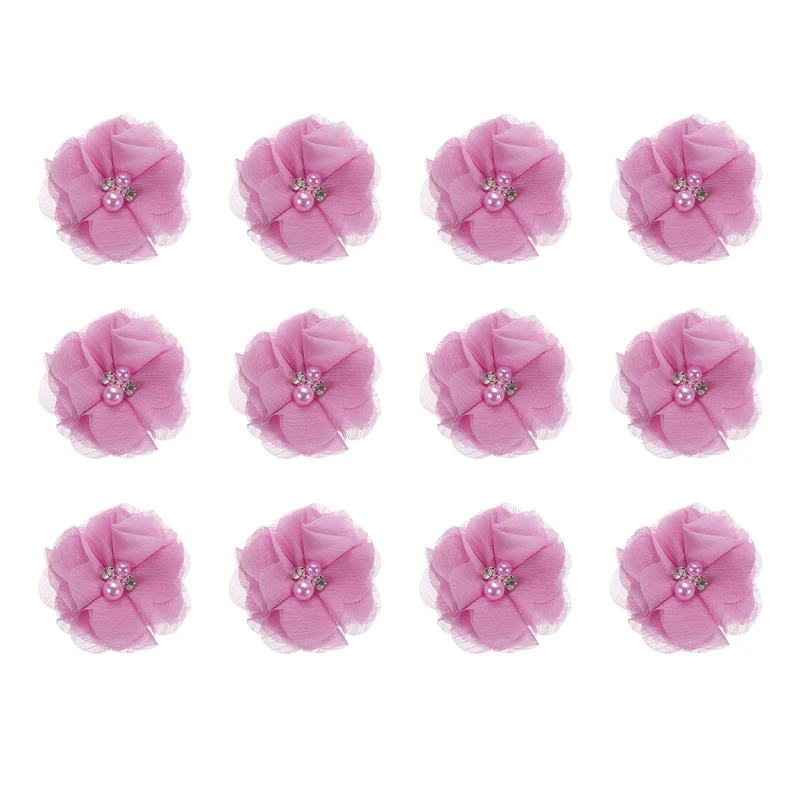 Artificial Rhinestone Chiffon Flower Heads, Faux Flower