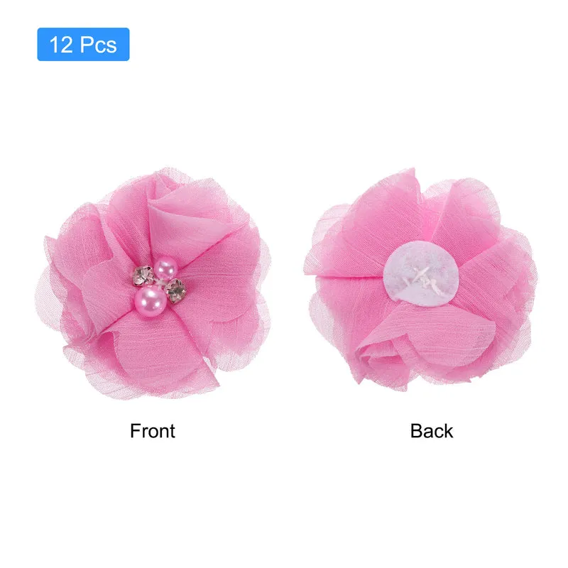 Artificial Rhinestone Chiffon Flower Heads, Faux Flower