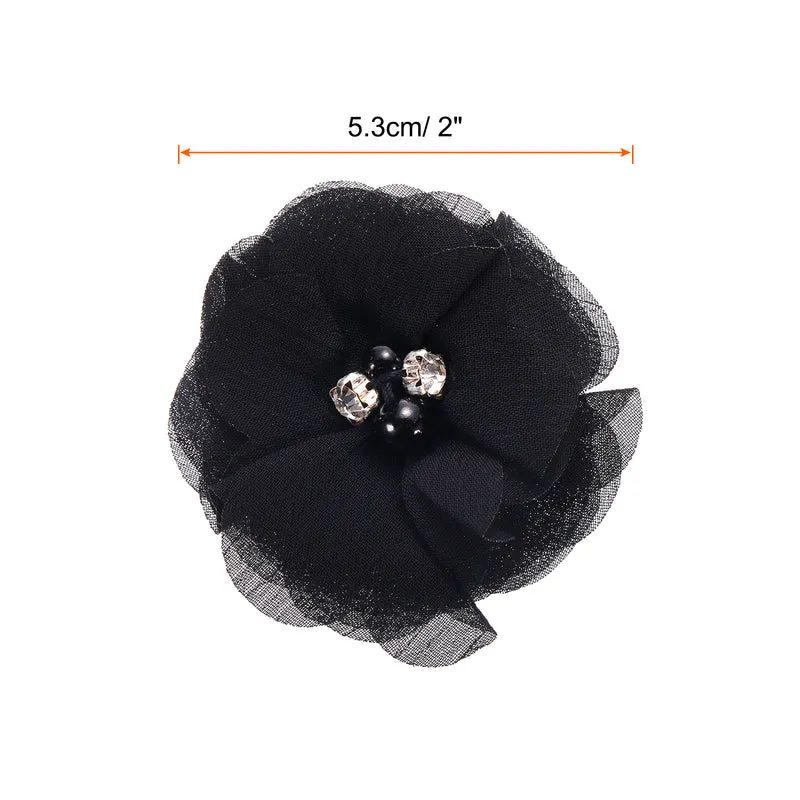 Artificial Rhinestone Chiffon Flower Heads, Faux Flower