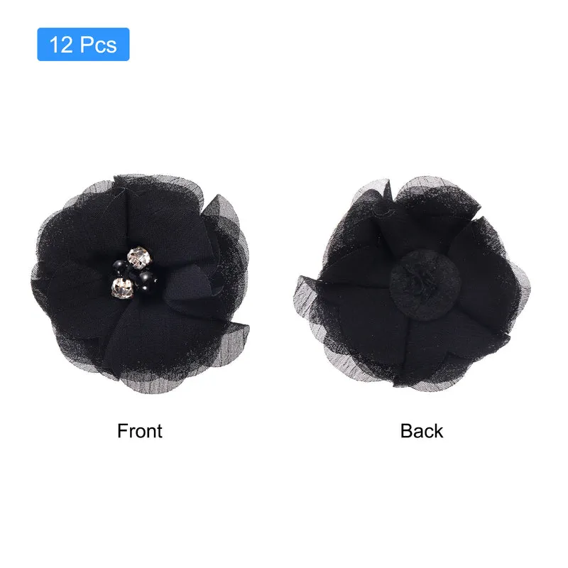 Artificial Rhinestone Chiffon Flower Heads, Faux Flower