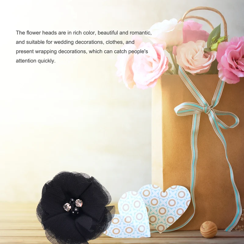 Artificial Rhinestone Chiffon Flower Heads, Faux Flower