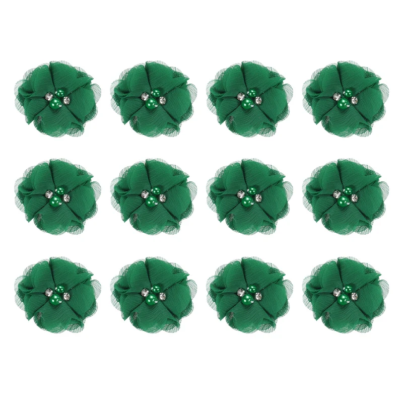 Artificial Rhinestone Chiffon Flower Heads, Faux Flower