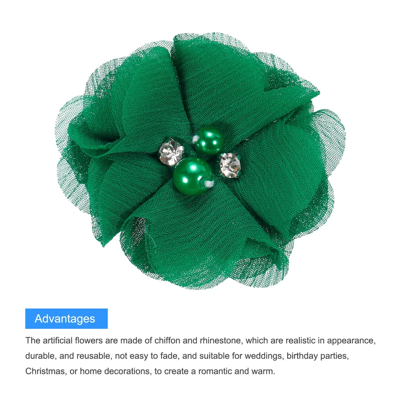 Artificial Rhinestone Chiffon Flower Heads, Faux Flower