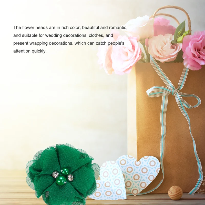 Artificial Rhinestone Chiffon Flower Heads, Faux Flower