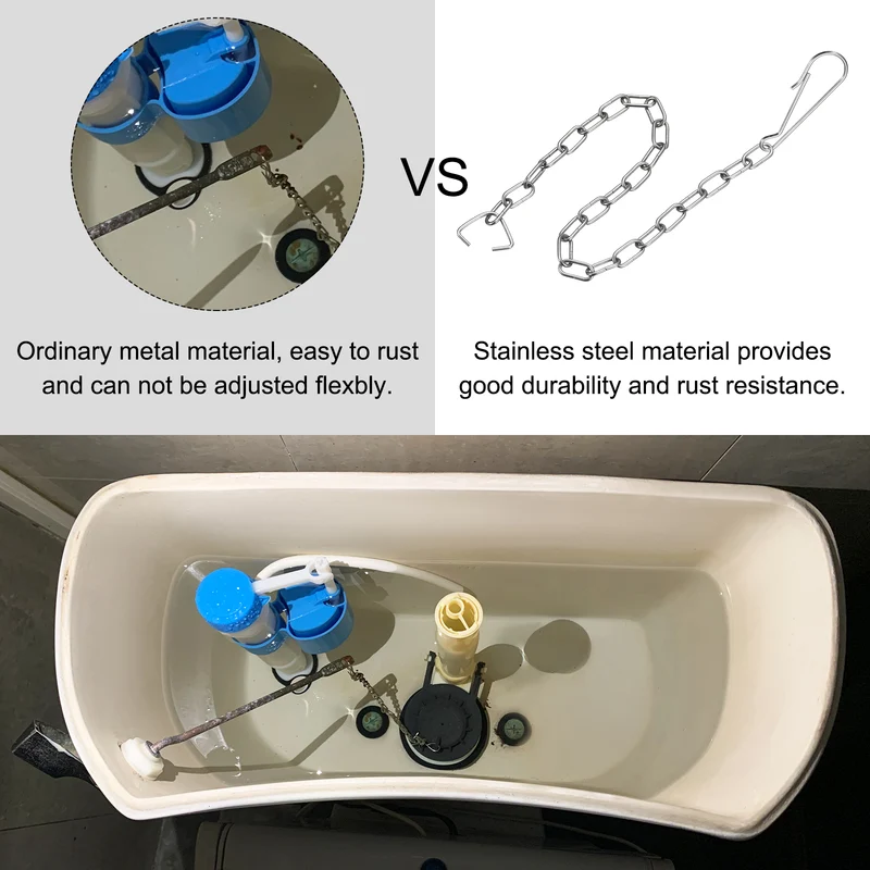 Uxcell Toilet Handle Chain, Stainless Steel Toilet Flapper Chain Universal Toilet Flapper Lift Chain Replacement Kit