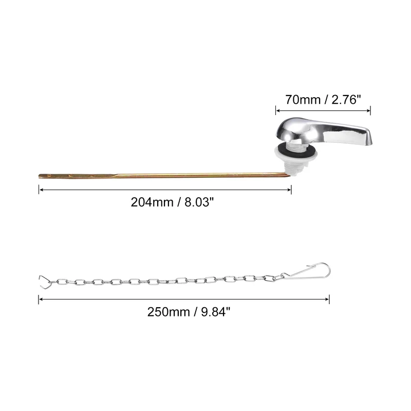 Uxcell Toilet Handle Replacement Kit Universal Front Mount Toilet Flush Handle Toilet Trip Lever with Chain for Bathroom Toilet Tank