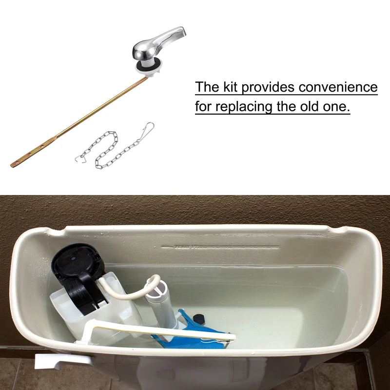 Uxcell Toilet Handle Replacement Kit Universal Front Mount Toilet Flush Handle Toilet Trip Lever with Chain for Bathroom Toilet Tank