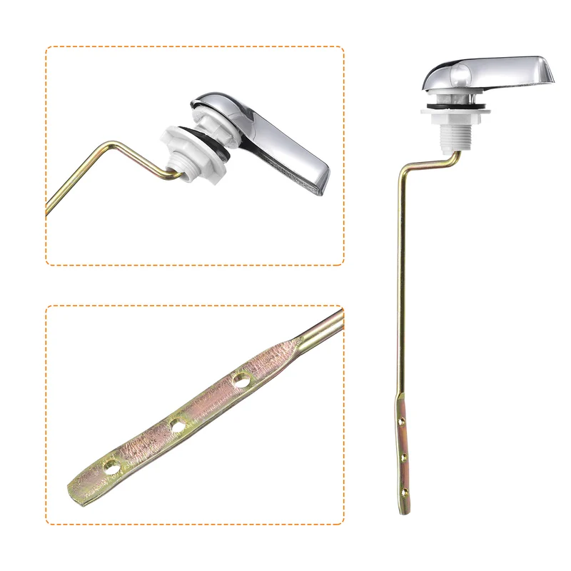 Uxcell Toilet Handle Replacement Kit Universal Side Mount Toilet Flush Handle Toilet Trip Lever with Chain for Bathroom Toilet Tank