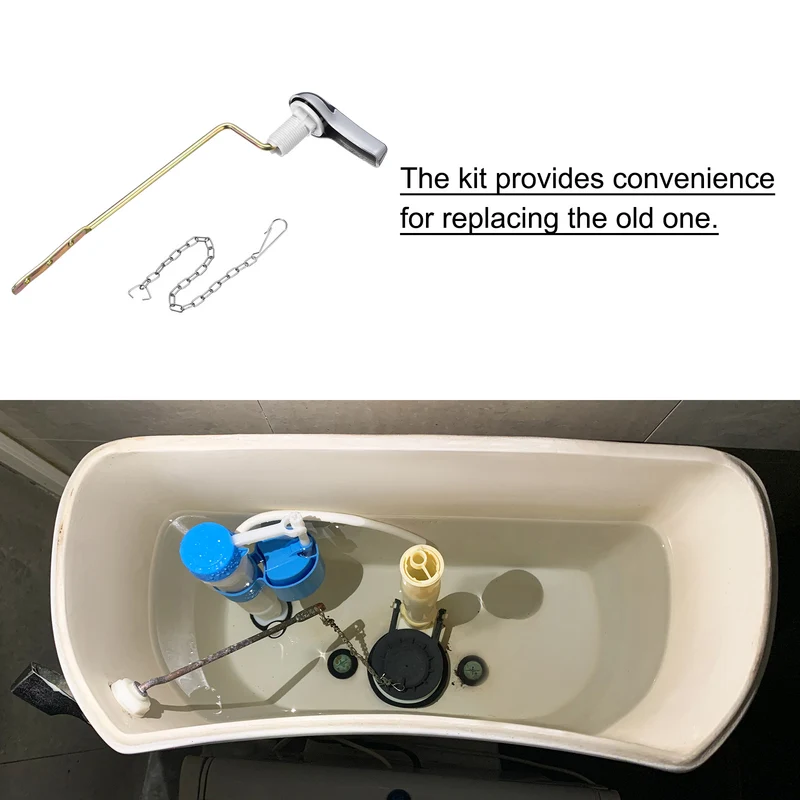 Uxcell Toilet Handle Replacement Kit Universal Side Mount Toilet Flush Handle Toilet Trip Lever with Chain for Bathroom Toilet Tank
