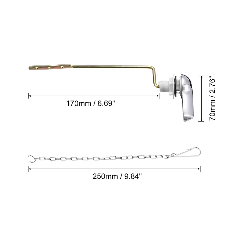 Uxcell Toilet Handle Replacement Kit Universal Side Mount Toilet Flush Handle Toilet Trip Lever with Chain for Bathroom Toilet Tank