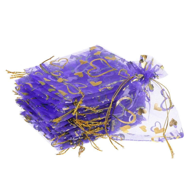 Heart Printed Organza Bags, Mini Pouches