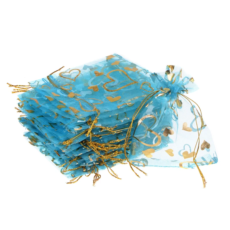 Heart Printed Organza Bags, Mini Pouches