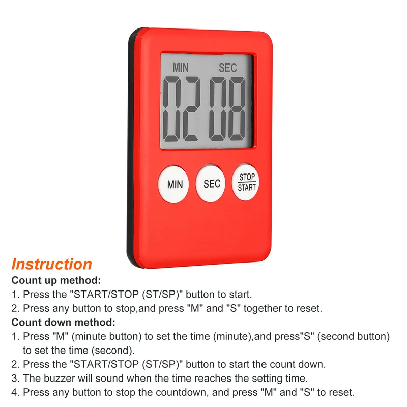 Digital Timer, Small Count Down/UP Clock with Magnetic, Kitchen Timer