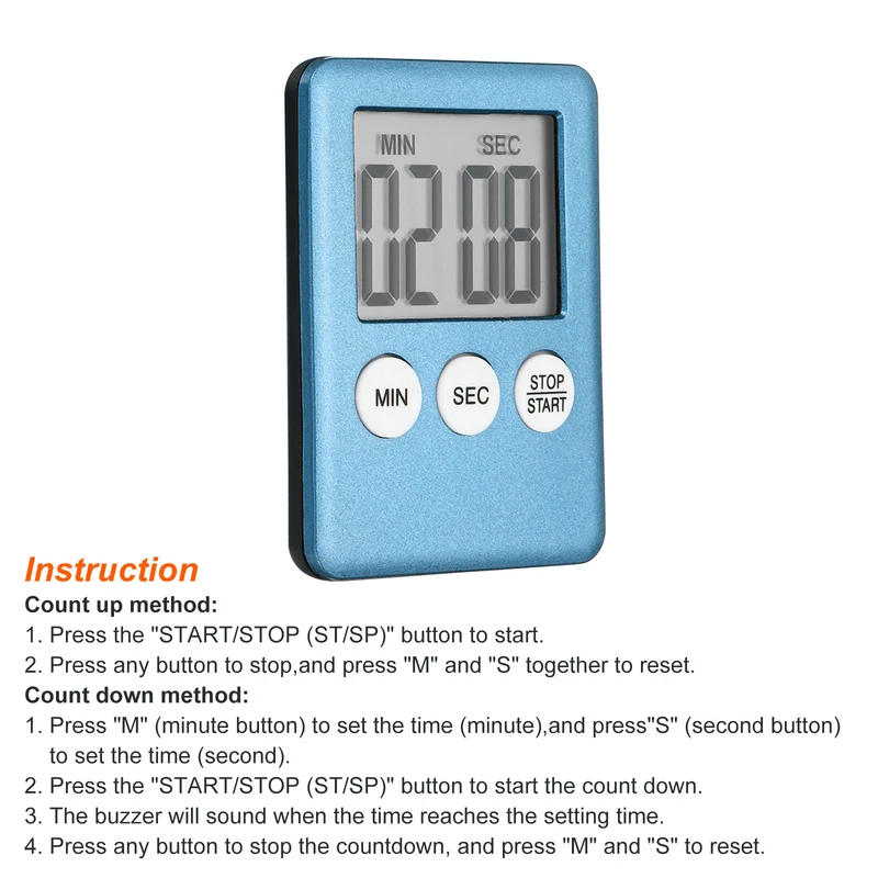 Digital Timer, Small Count Down/UP Clock with Magnetic, Kitchen Timer