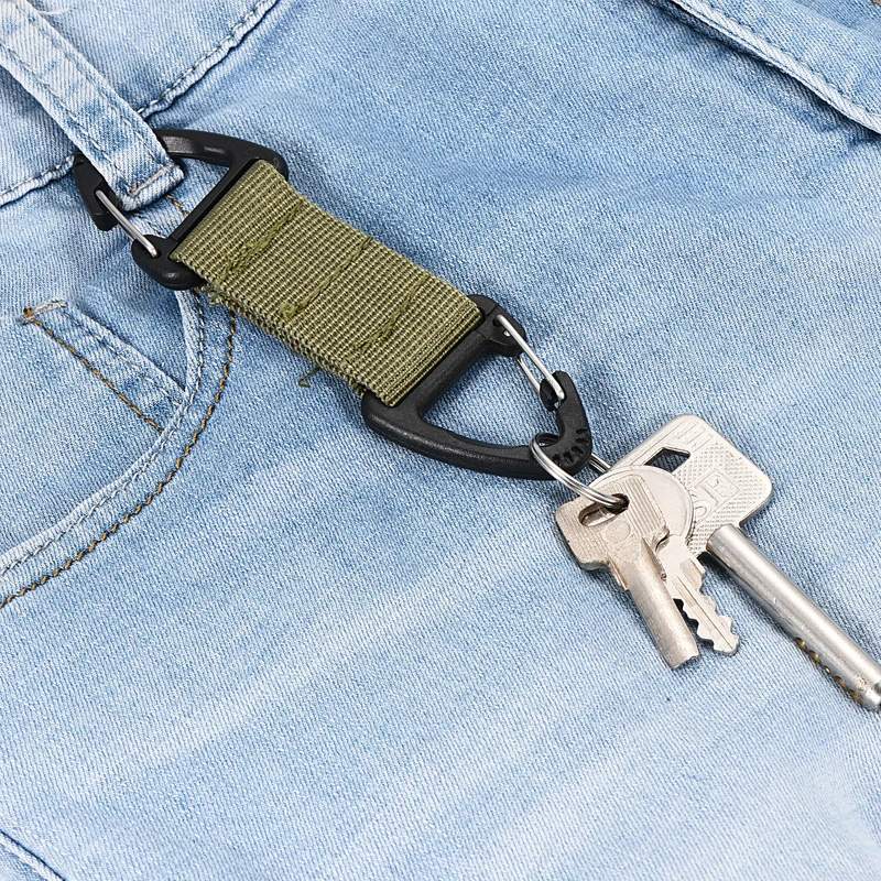 Belt Keeper Key Clip, Hanging Buckle Keychain with Double Side Triangle Clip for Outdoor Camping Hiking