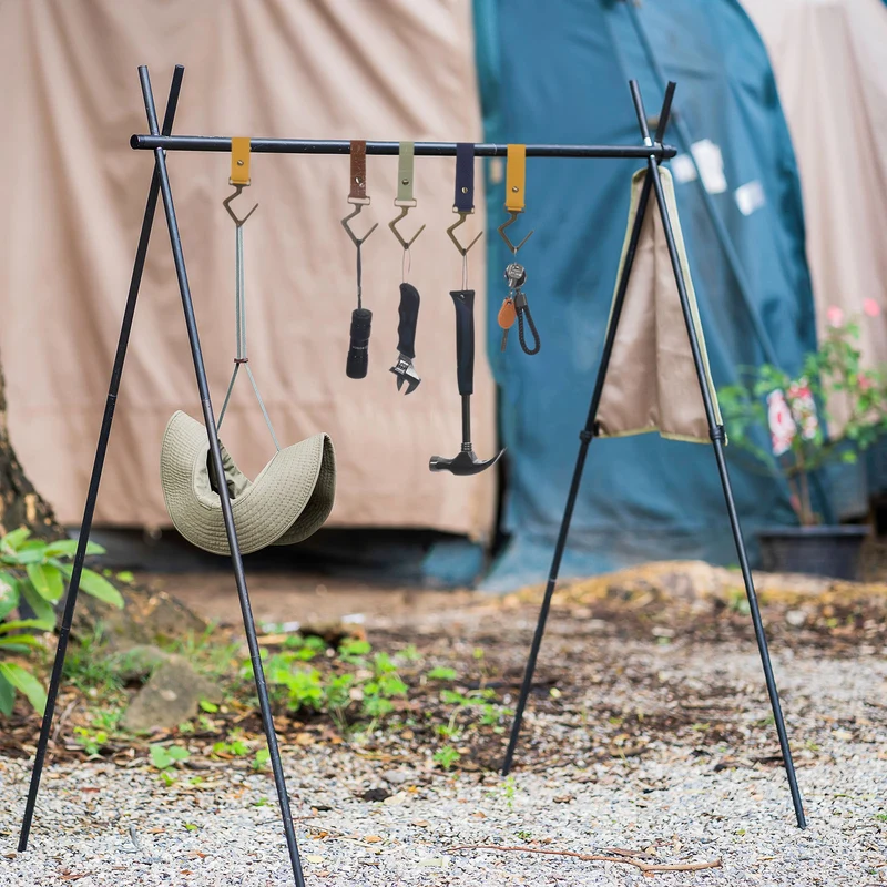 PU Leather S Shelf Hooks Camping Hook Hanger Metal Outdoor Accessories for Hanging Utensils