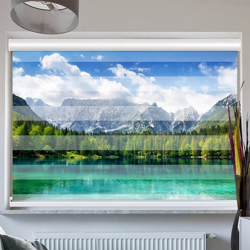 Doppelrollo mit Kassette "Waldsee in den Bergen"