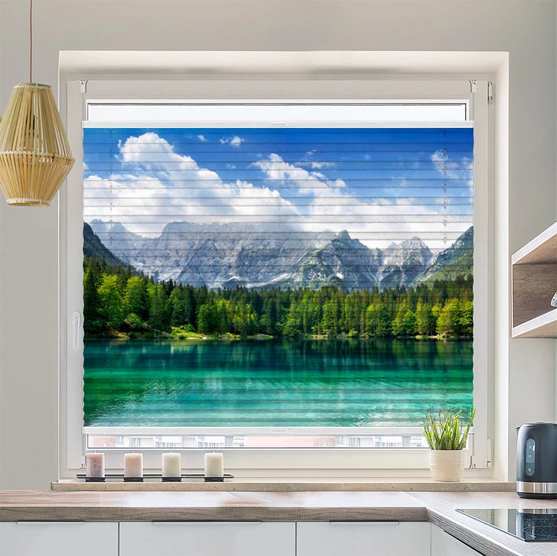 Plissee Motiv "Waldsee in Den Bergen"