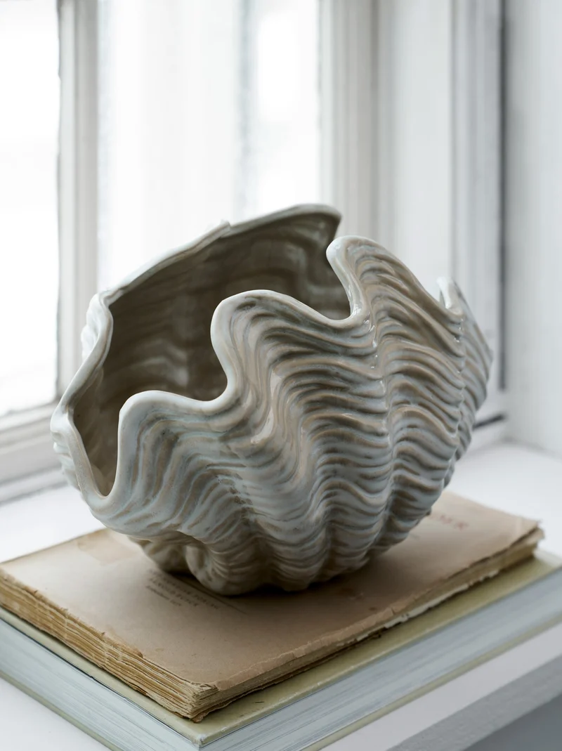 Sheline Muschelvase 18x19,5 cm. leinen